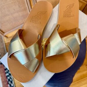 NEW IN BOX Ancient Greek Sandals Whitney Slide in Platinum